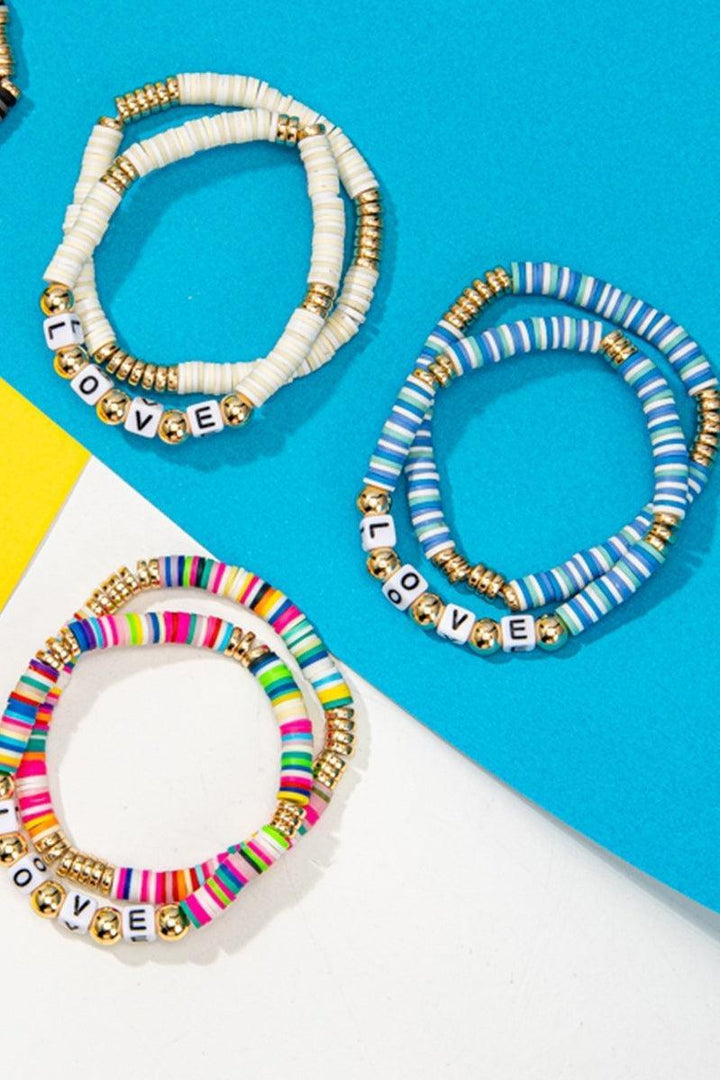 Bracelets | 2 Piece LOVE Rubber Bead Layered Bracelets | Fashion City - The Ridge Kids