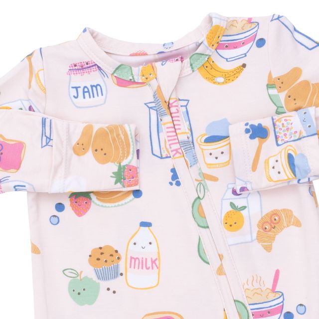 Baby Girl Footie | 2 Way Zipper- Breakfast Club- Pink | Angel Dear