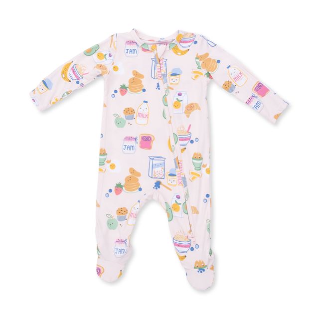 Baby Girl Footie | 2 Way Zipper- Breakfast Club- Pink | Angel Dear