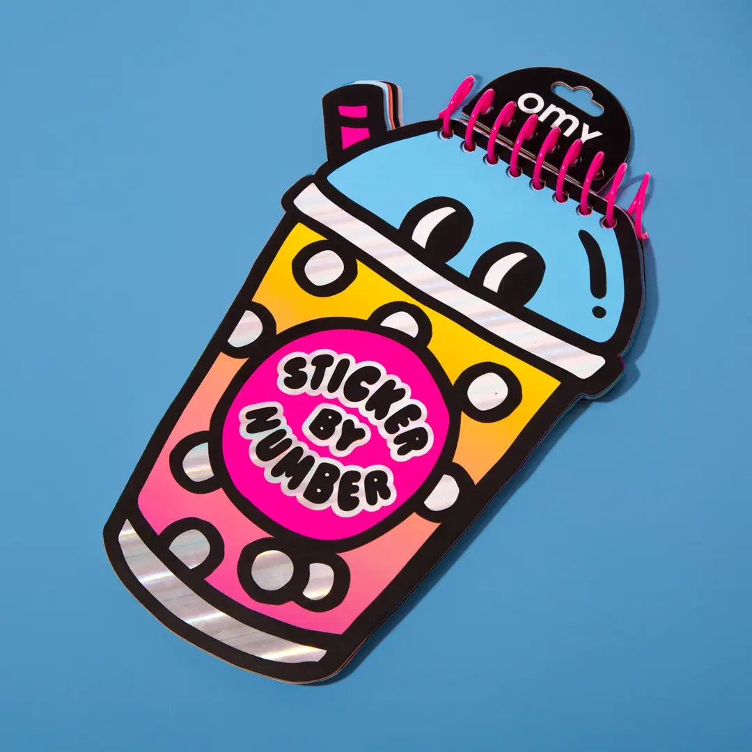 sticker by number notbook shaped like a bubble tea