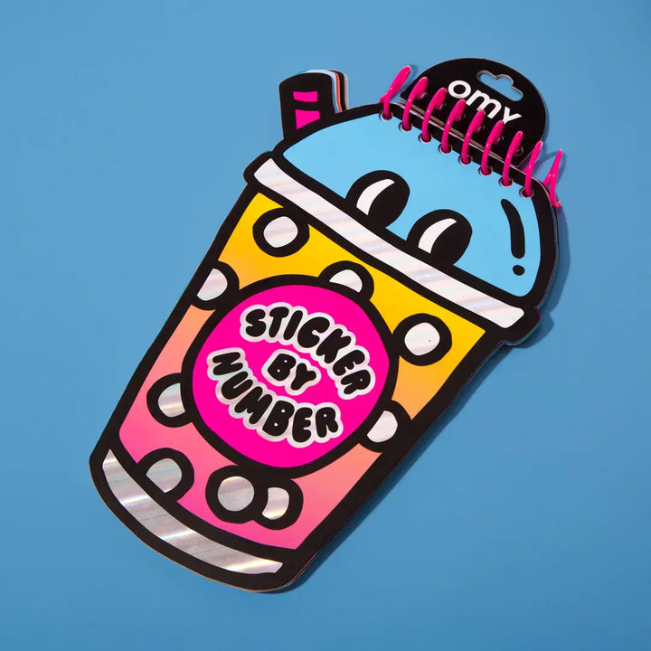 sticker by number notbook shaped like a bubble tea