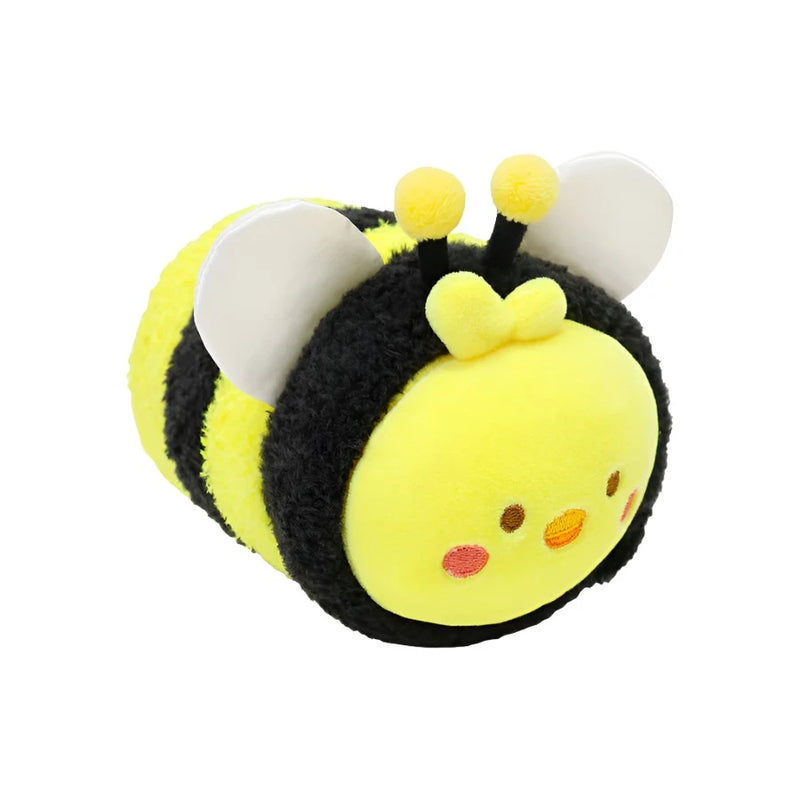 This mini squish plush is wearing a bumblebee outfit and it is detachable from the chicki. This is a sideview of the plush. 