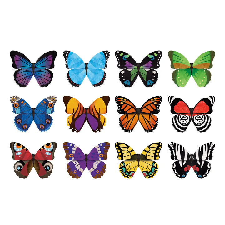 Collection of colorful butterflies on a white background