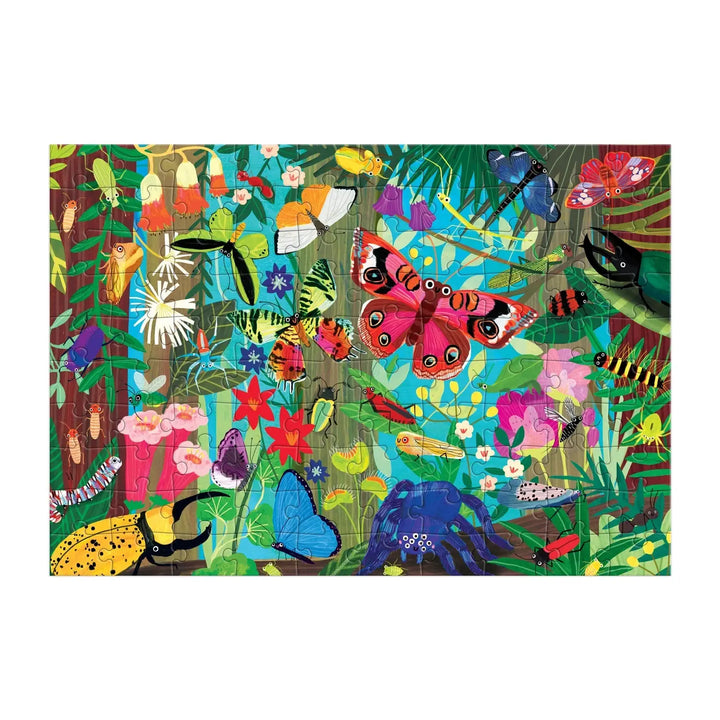 Colorful puzzle with butterflies and flowers on a white background