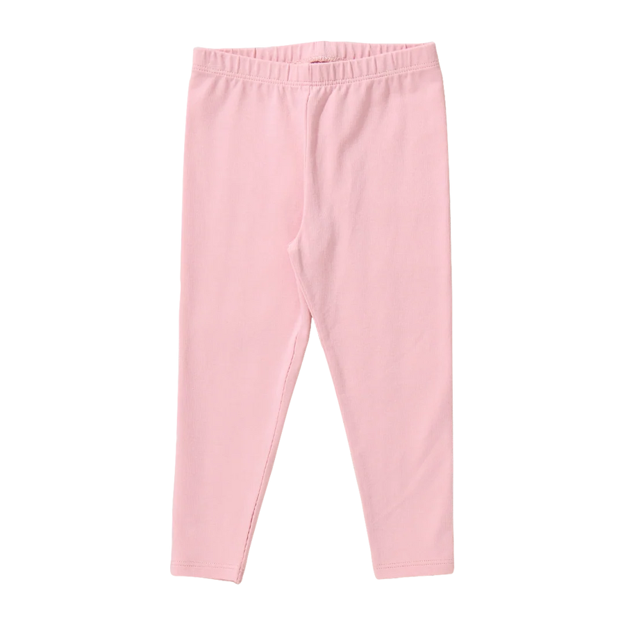 Light pink children's leggings with an elastic waistband, shown flat against a plain white background.
