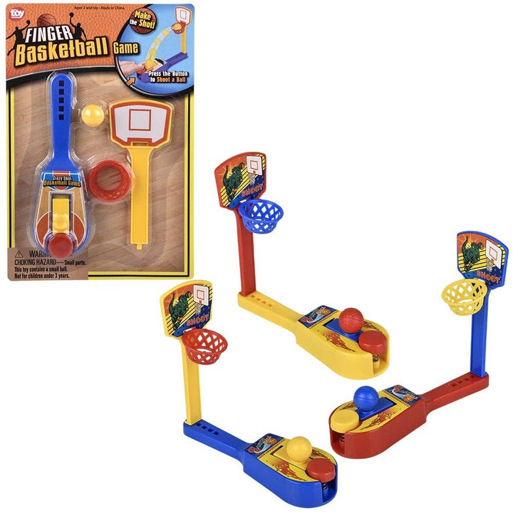 Finger basketball game with multiple stands and a basketball hoop on a white background.