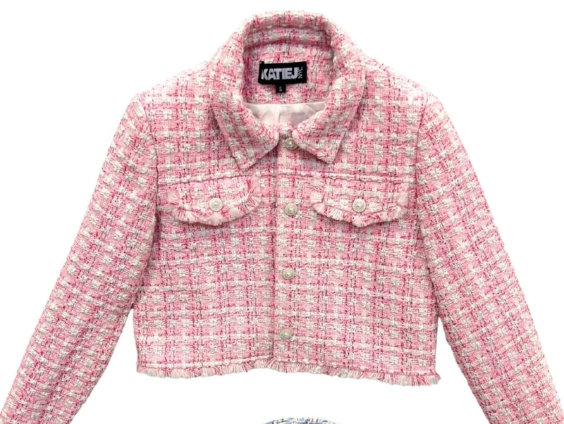 Tween Jacket | Charlize Jacket in Pink Boucle | Katie J NYC