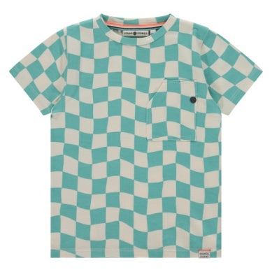Boys Top | T-Shirt- Turquoise Check | BABYFACE