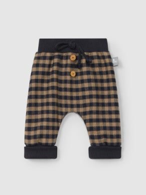 Baby Boy Bottoms | Plaid pull up pants- Brown | Play Up