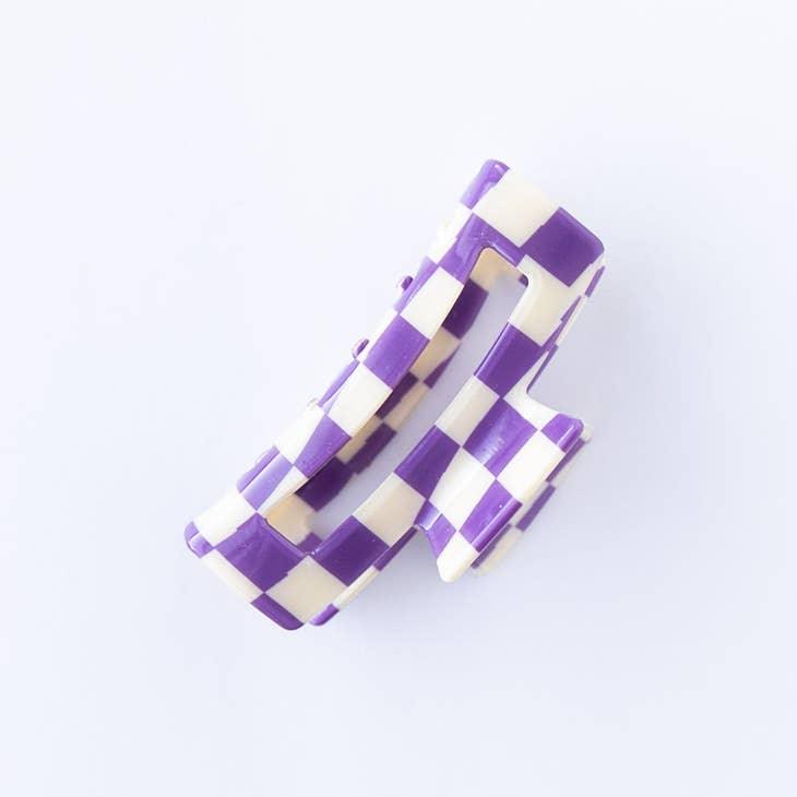 Claw Clip | Checkered - Purple | Modern Piggy - The Ridge Kids