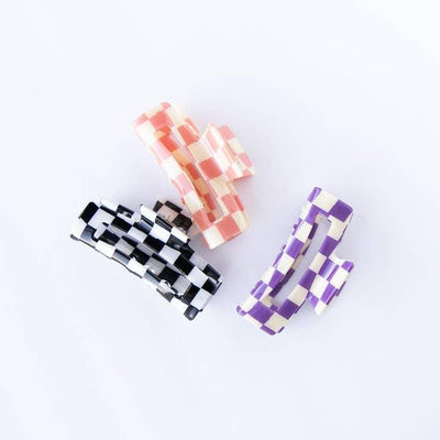 Claw Clip | Checkered - Purple | Modern Piggy - The Ridge Kids