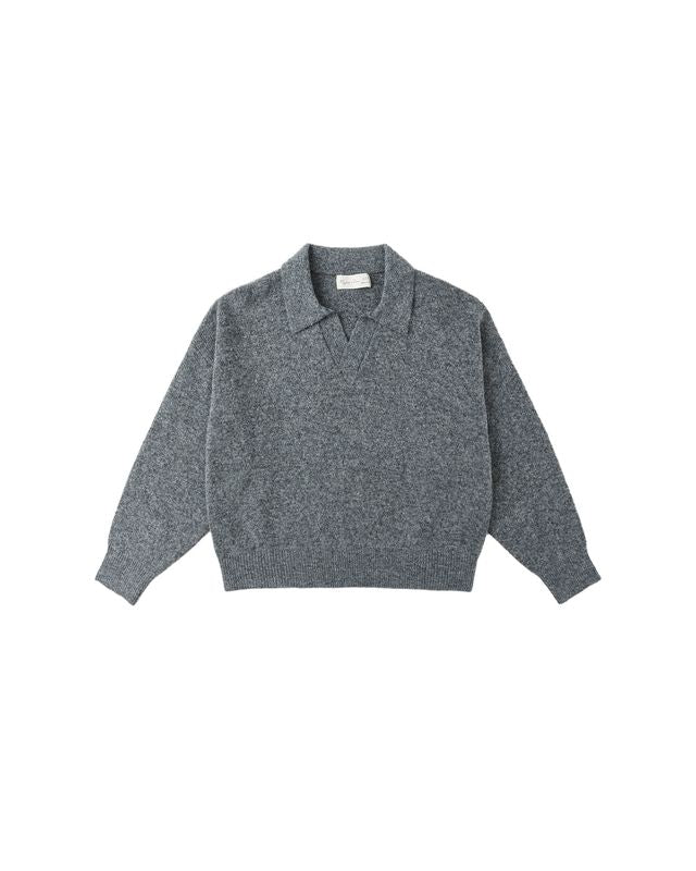 collared Gray sweater on a white background