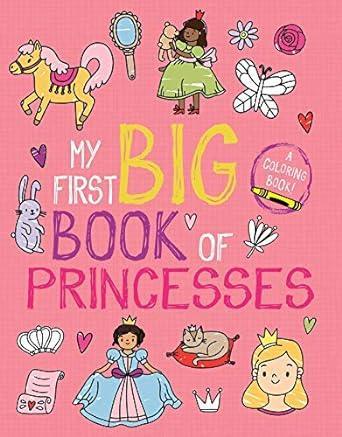 Coloring book cover titled 'My Big Book of Princesses' with illustrations on a pink background.