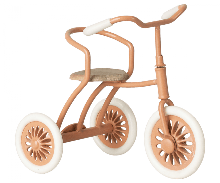 another view of a coral tricycle for a toy mouse
