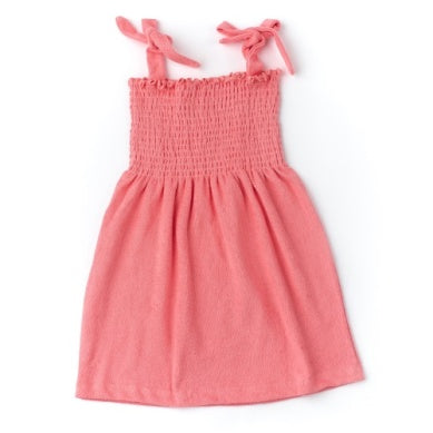 Girls Swimwear | Cover up: Smocked Terry - Coral | Shade Critters