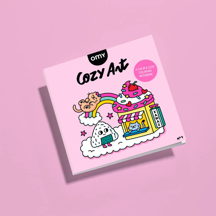 coloring book titled "cozy art" in a kawii theme. 