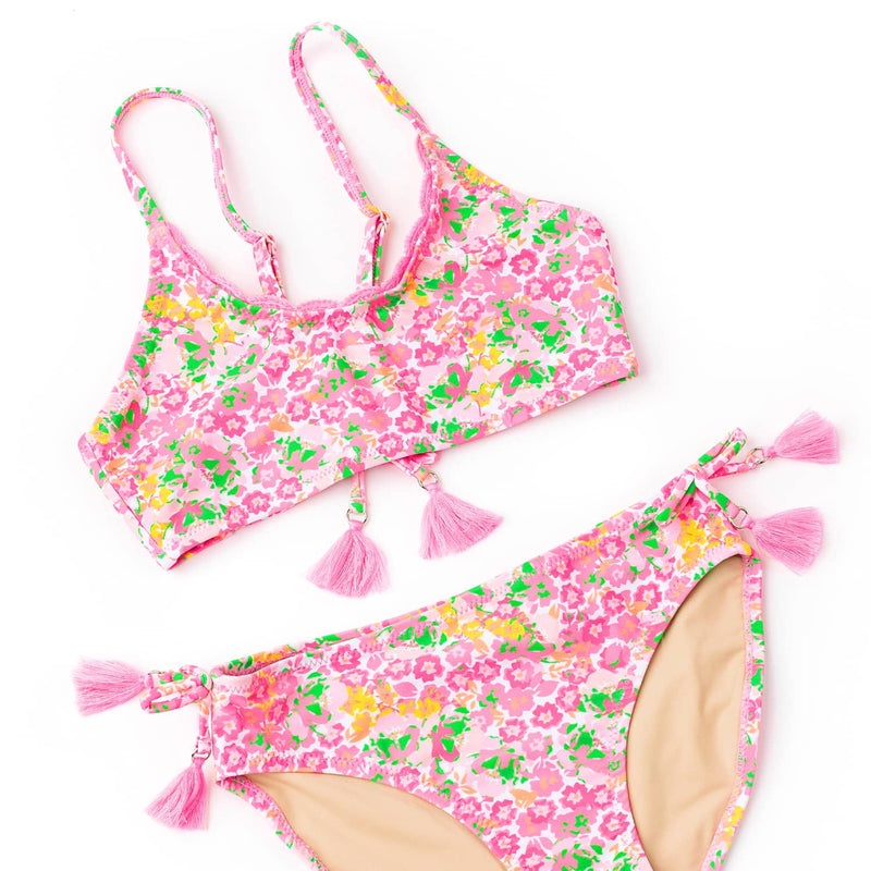 Tween Swimwear | Two Piece-Fresh Floral Pink Crochet | Shade Critters