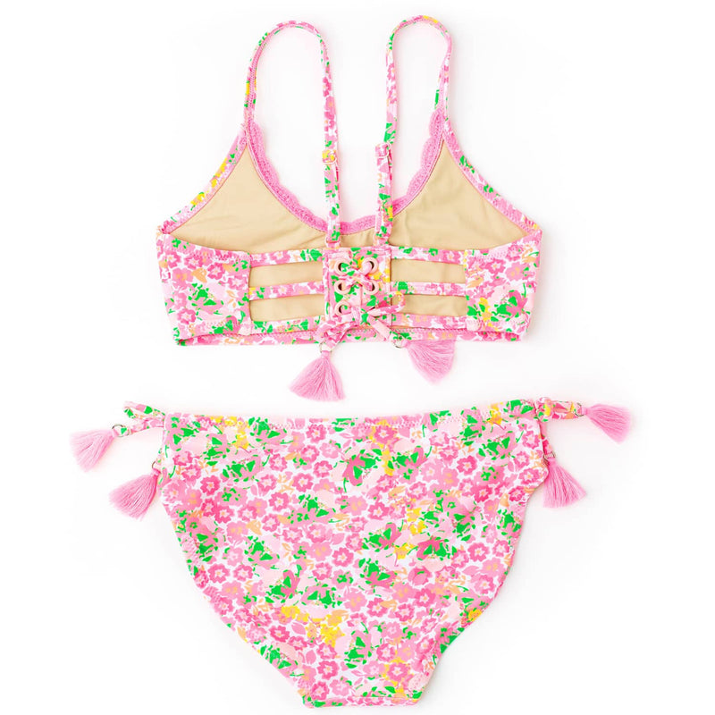 Tween Swimwear | Two Piece-Fresh Floral Pink Crochet | Shade Critters