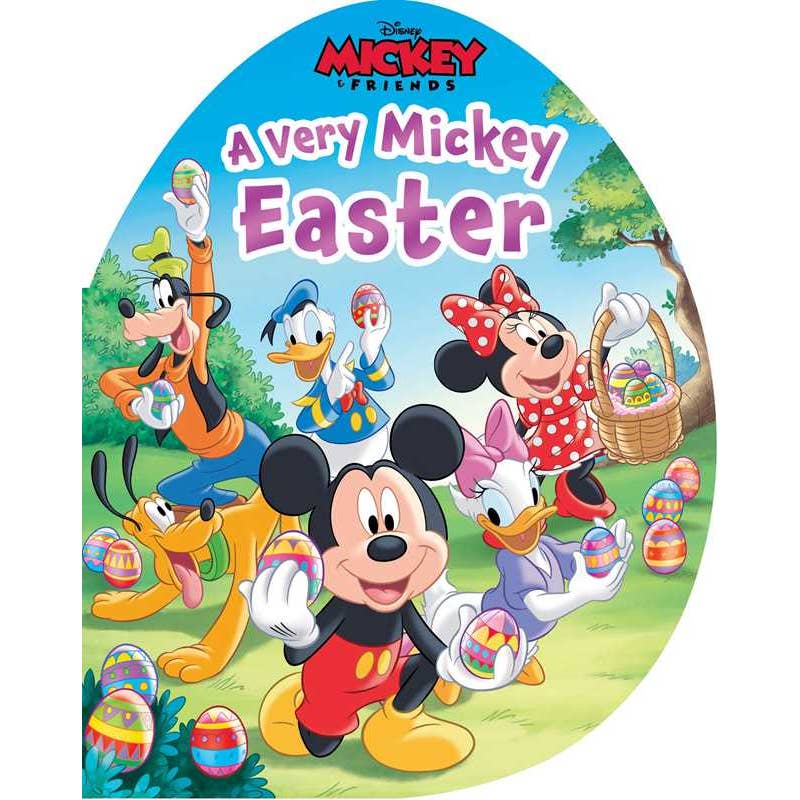 Cover of 'A Very Mickey Easter' book with Mickey Mouse and friends in an Easter-themed setting.