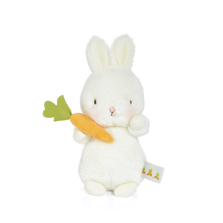 smell plush white bunny holding a carrot. 
