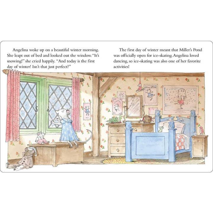 inside pages of the book where Angelina wakes up and looks out the window after getting out of bed 