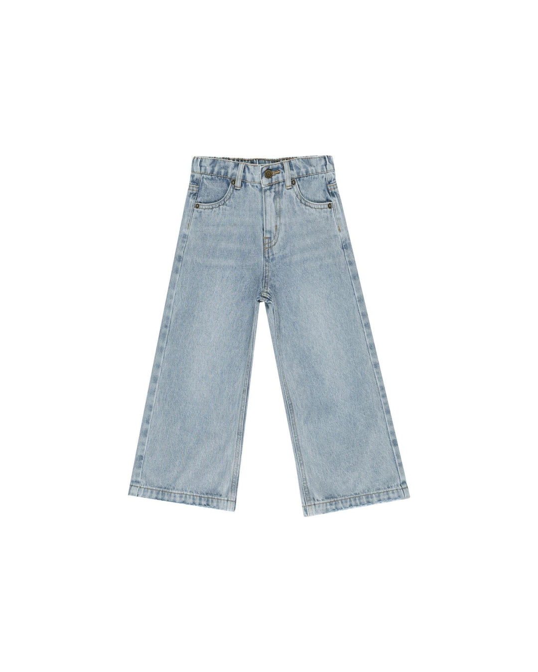 straight leg denim pant . light wash