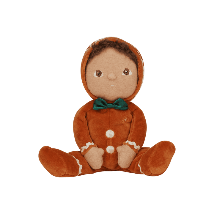 baby doll dressed as a gingerbread cookie