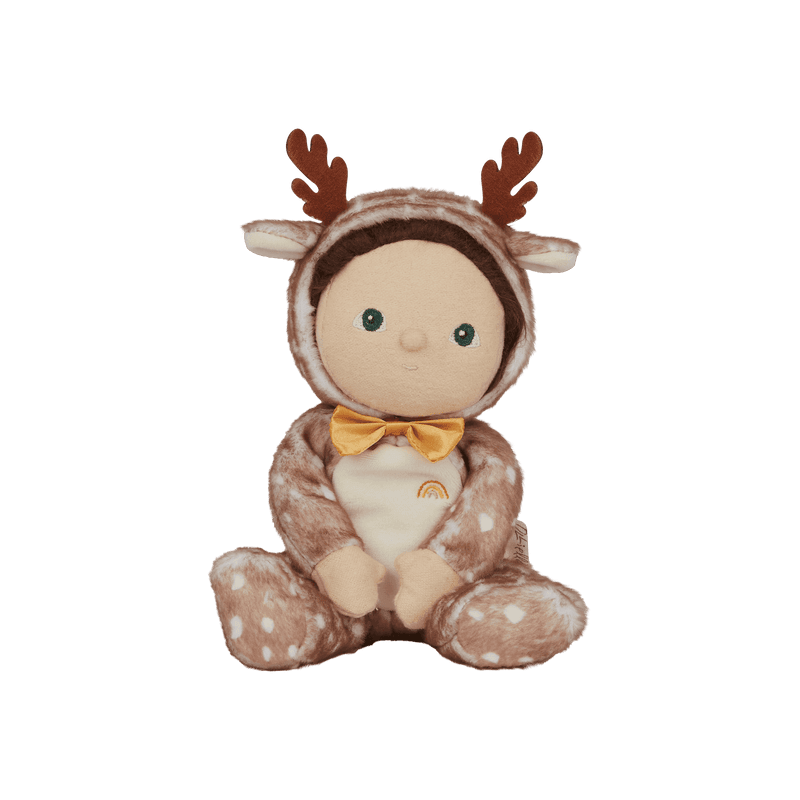 baby doll dressed as a reindeer