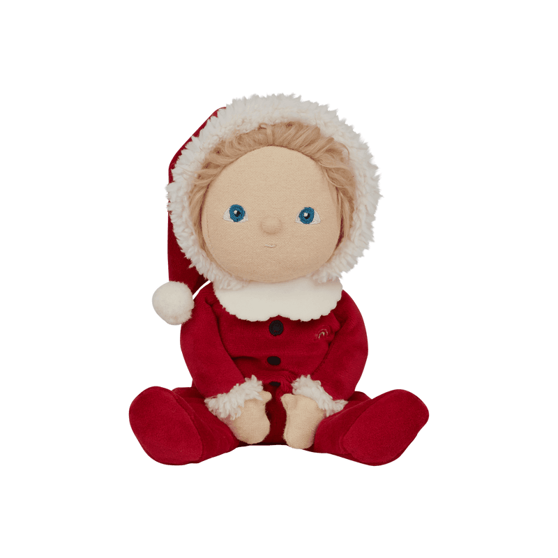 baby doll dressed as santa claus