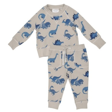 Baby Boy 2 Piece Set | Raglan Sweatshirt and Jogger- Dino | Angel Dear