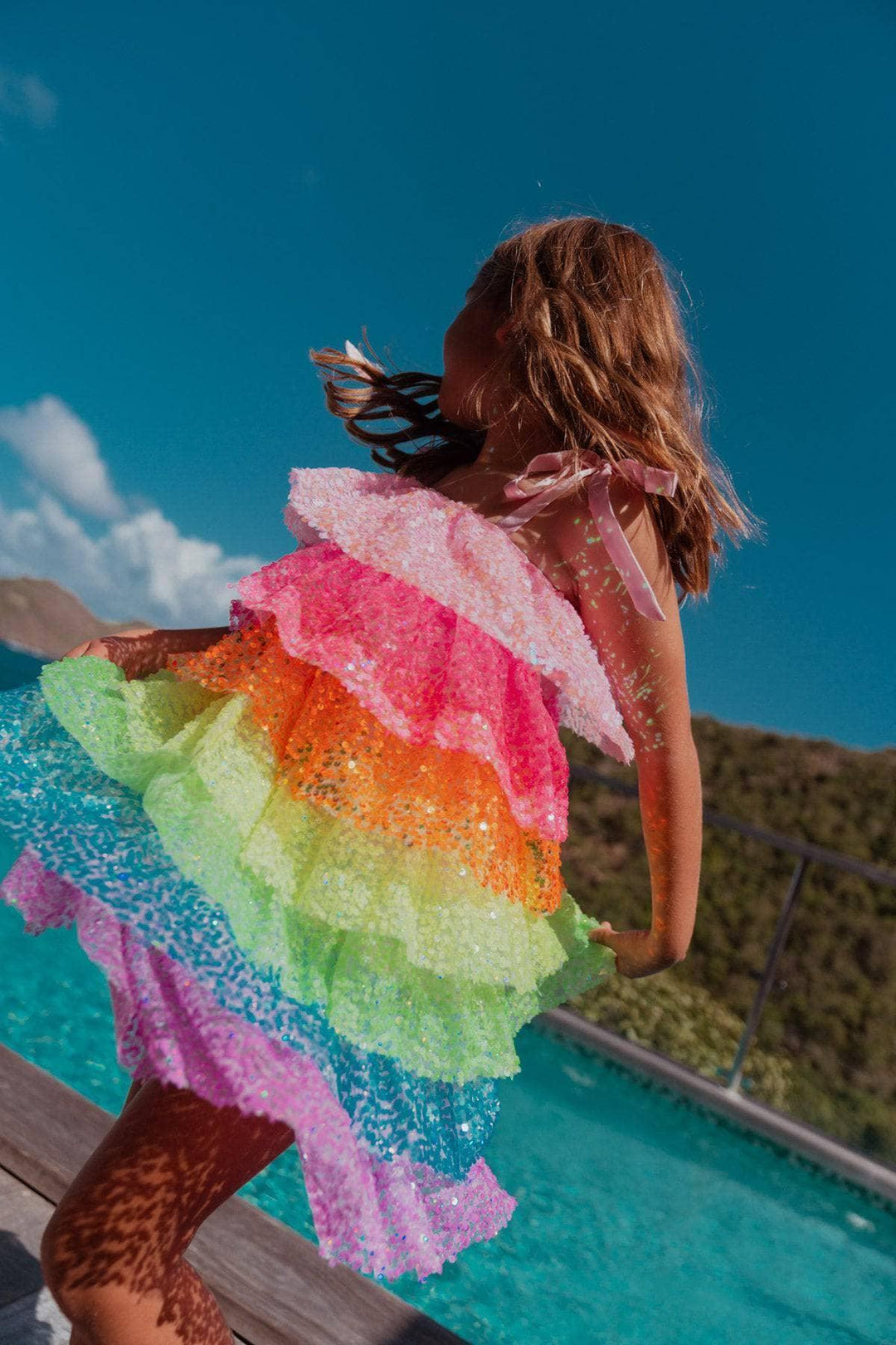 Dress | Neon Sequin Ruffle Dress | Lola and The Boys Dress | Neon Sequin Ruffle Dress | Lola and The Boys