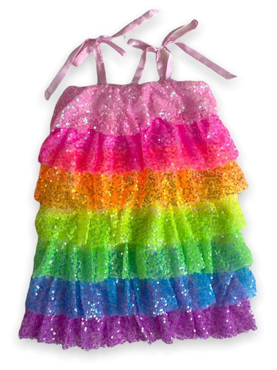 Dress | Neon Sequin Ruffle Dress | Lola and The Boys