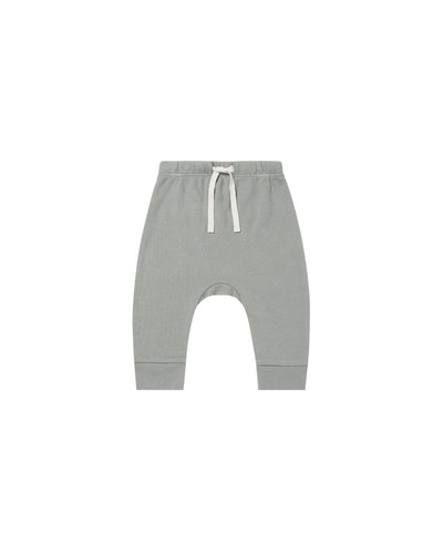 baby dusty blue cotton pants with drawstring. 