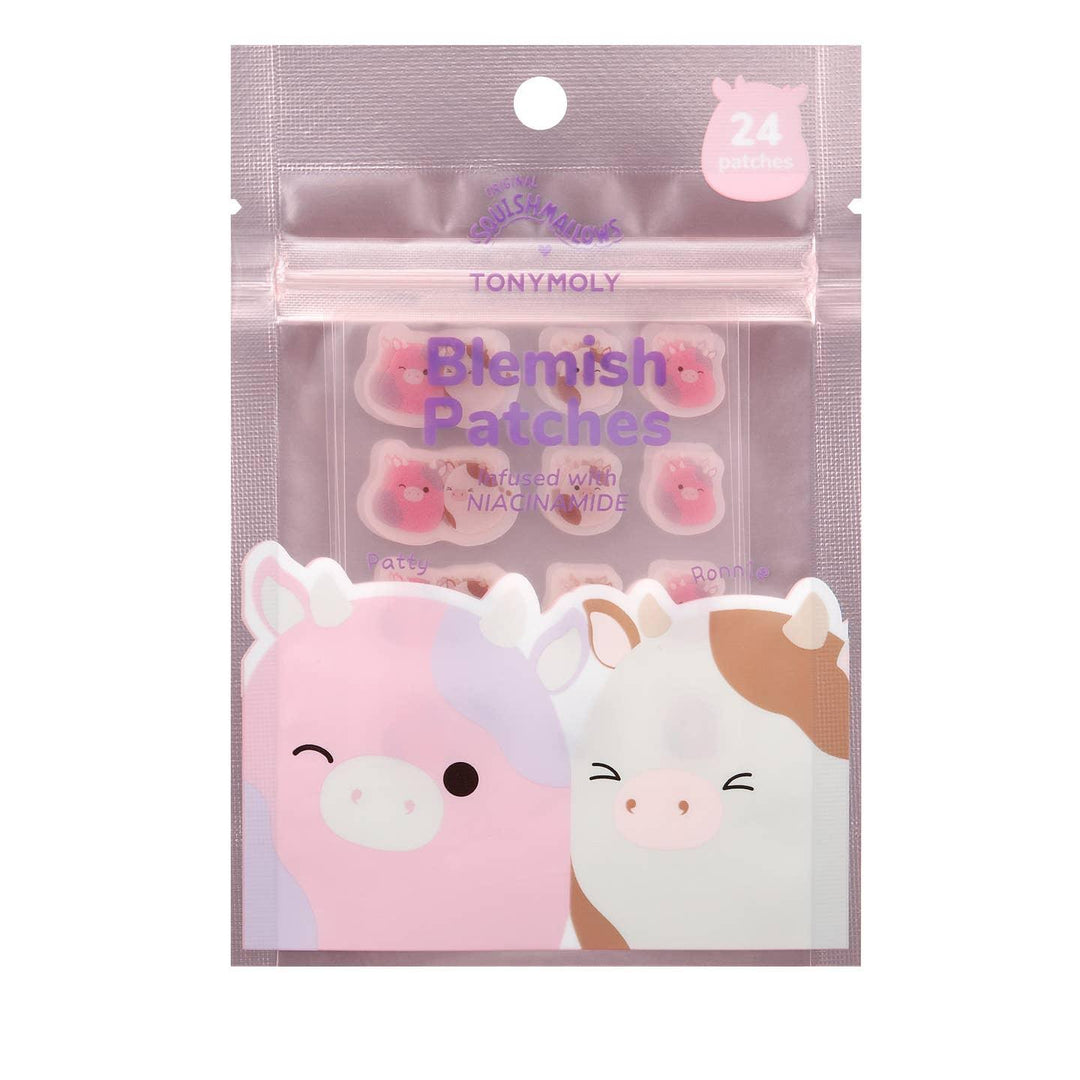blemish patches in packaging with two squishmallows on it: Patty and Cam. 