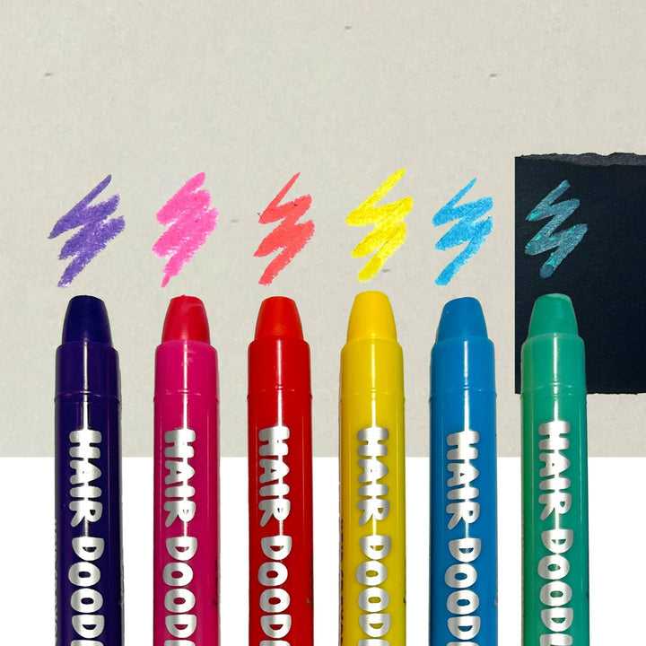 PIcture of the crayons outside of the packaging and what it looks like once you make a mark on a surface.