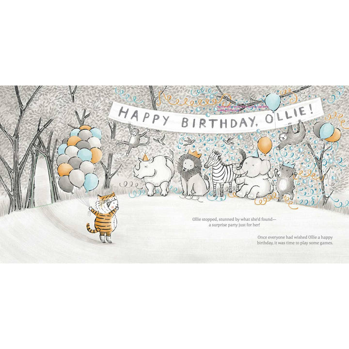 Inside pages of the hardcover book 'The Little Tiger' the animals are 
