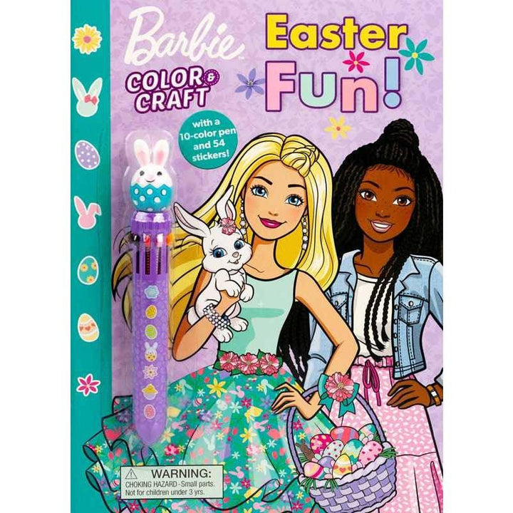 Coloring/activity book with 2 Barbies on teh front and a pen that you can slide into different color options.  Easter theme