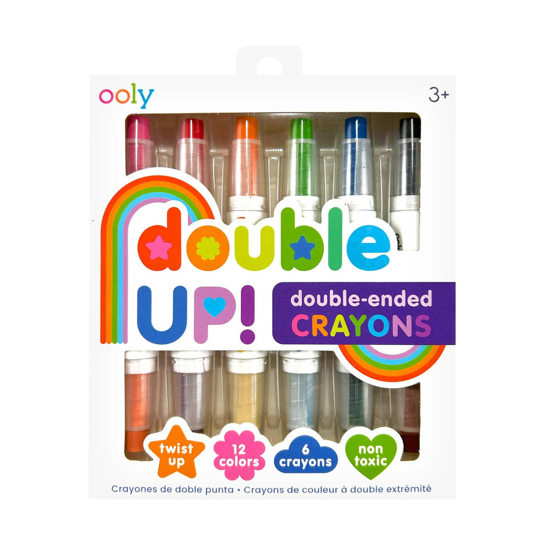 crayons in branded packaging called "double up" because they have a crayon on each end that twists up for easy coloring. 