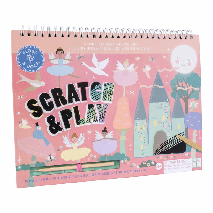 Scratch and play book with fairy design on a pink background