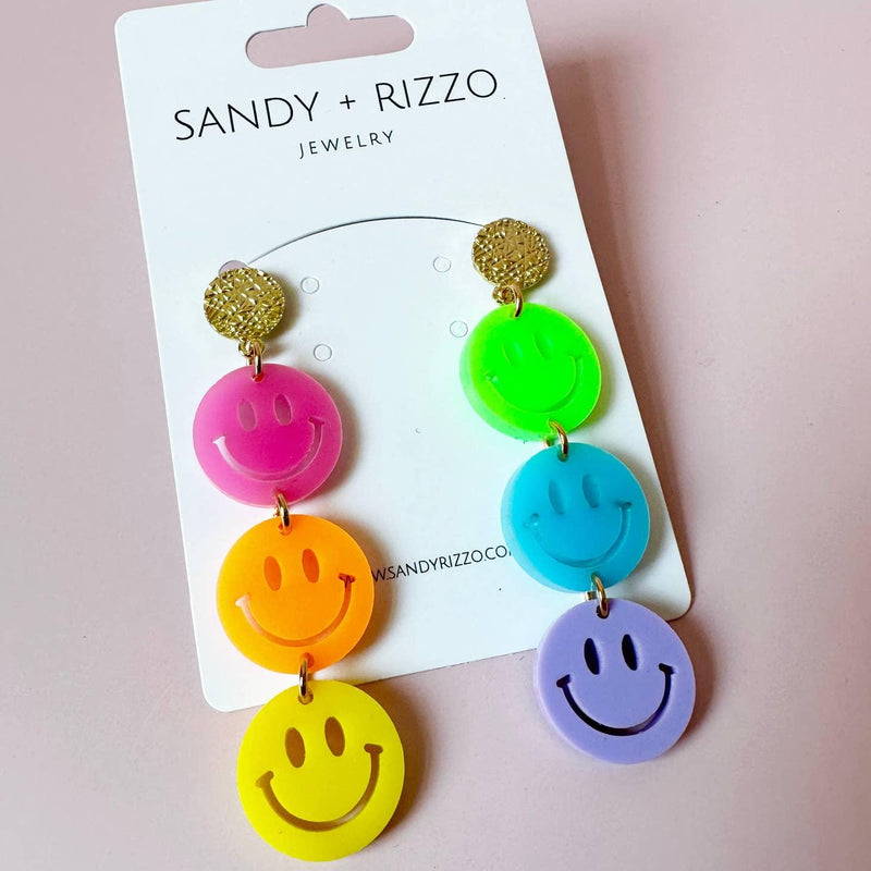 Earrings | Bright Smiley Dangles | Sandy + Rizzo - The Ridge Kids