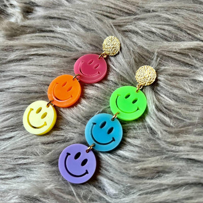 Earrings | Bright Smiley Dangles | Sandy + Rizzo - The Ridge Kids