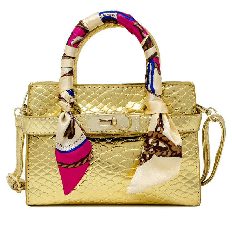 Crocodile Scarf Handbag: Hot Pink