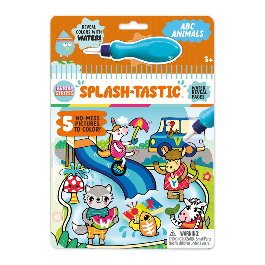 Colorful packaging of a children's activity book with water pen, featuring ABC Animals theme.