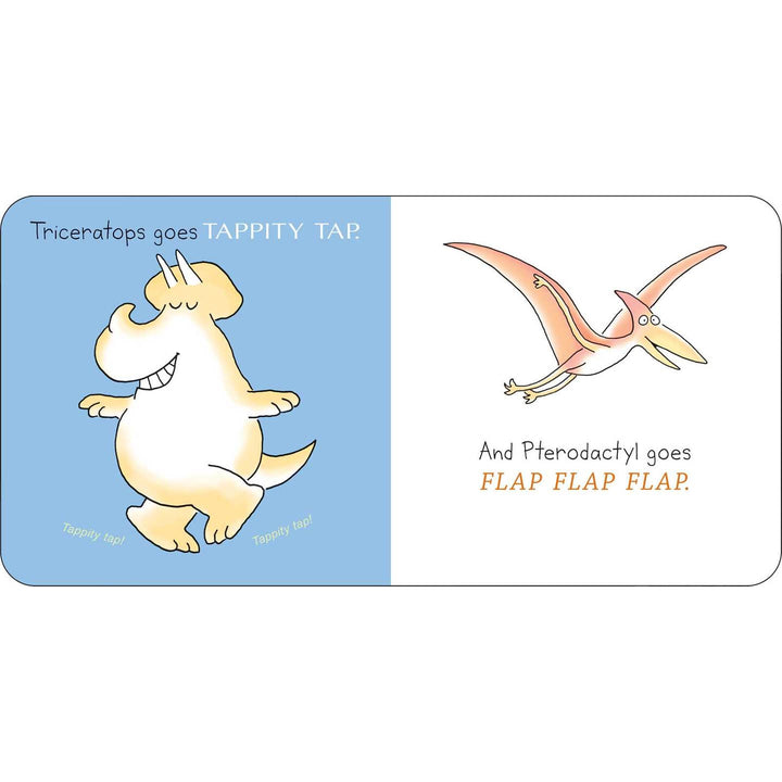 Illustration of a Triceratops and Pterodactyl with text on a white background