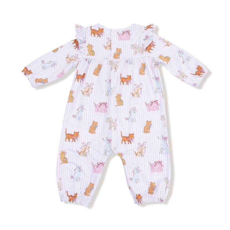 Baby Girl Jumpsuits and Rompers | Ruffle Sleeve Romper- Fancy Pets | Angel Dear
