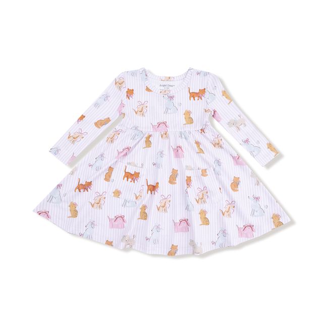 Children's dress with dog pattern on a white background