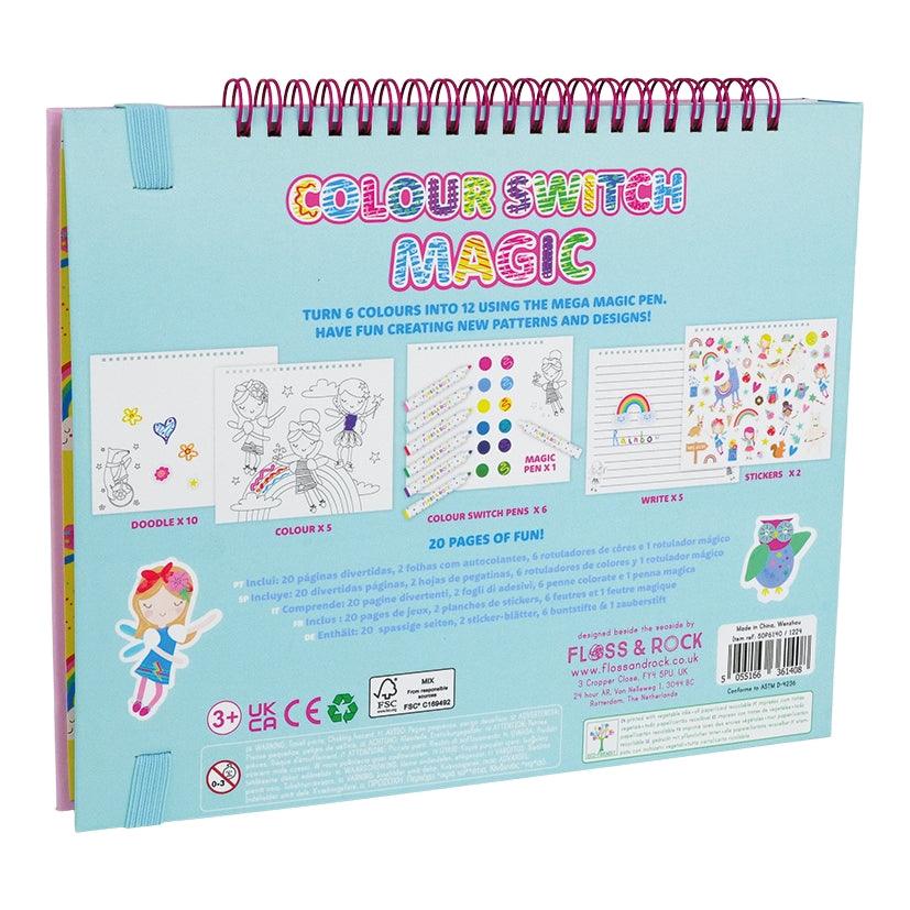 back of the book with pictures of the pages to color and instructions. 