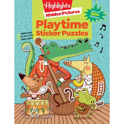 Highlights magazine with a hidden picture theme with animals playing instruments. 