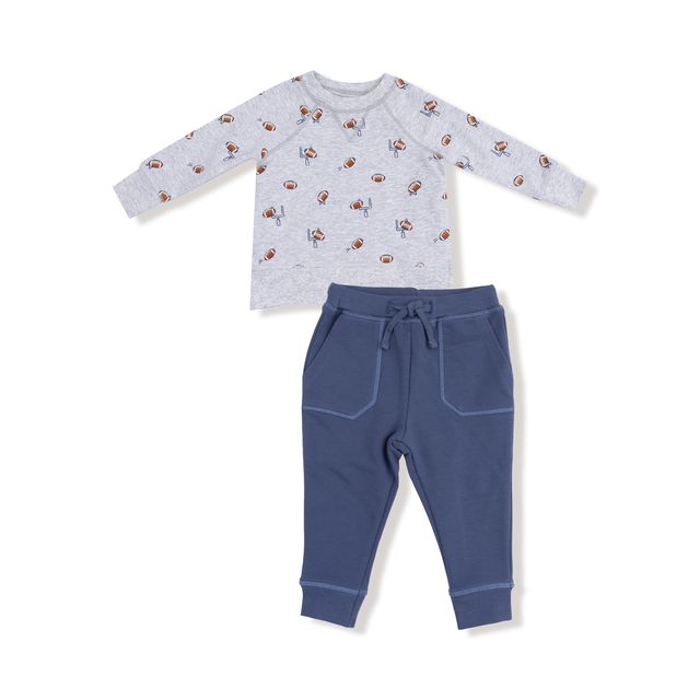 Boy Sets | 2PCS: Football Field Goal Raglan Sweatshirt and Joggers | Angel Dear