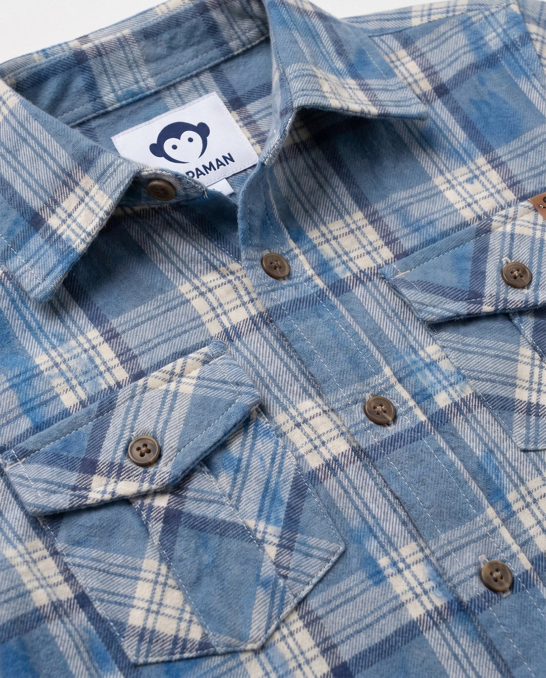 Boys Tops | Flannel Shirt- Blue Dyed Plaid | Appaman